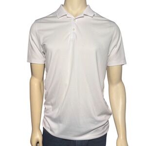 Nike Dri-FIT Men's White Golf Polo Shirt Size M Embroidered Sleeve Swoosh Logo
